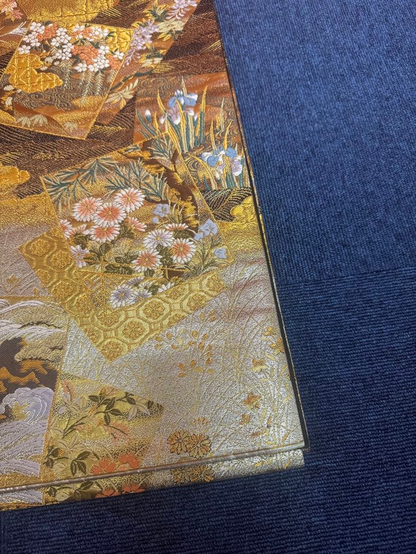 2667袋帯 古代彫金紋 西陣織 金糸　高級上質上品　約440cm 未使用