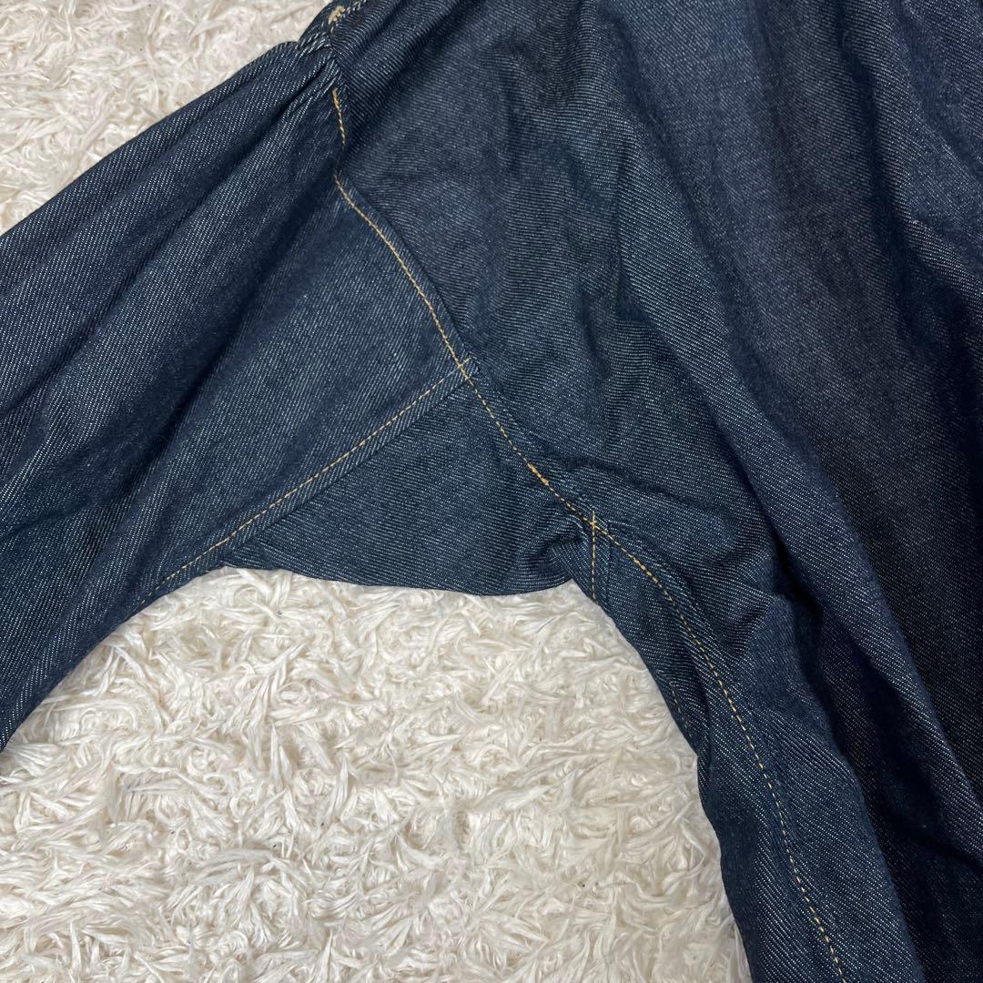 45R プチデニムのスモックブラウス デニム トップス FREE SIZE