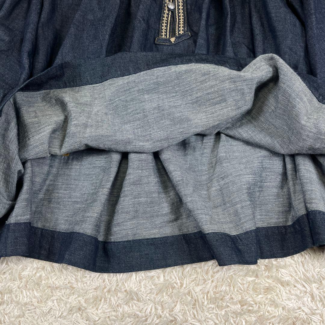 45R プチデニムのスモックブラウス デニム トップス FREE SIZE