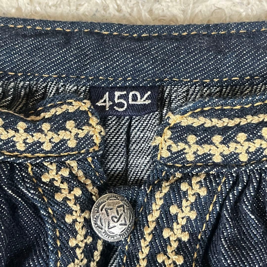 45R プチデニムのスモックブラウス デニム トップス FREE SIZE