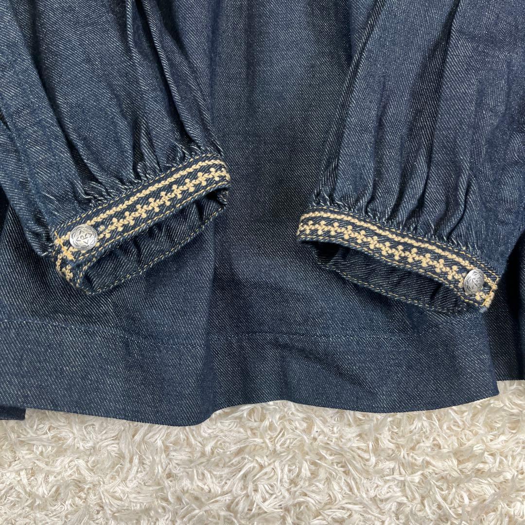 45R プチデニムのスモックブラウス デニム トップス FREE SIZE