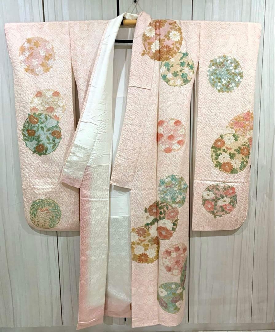 Siqi  振袖　極上手描友禅　摺金箔　ピンク　絞り　正絹　tkj014