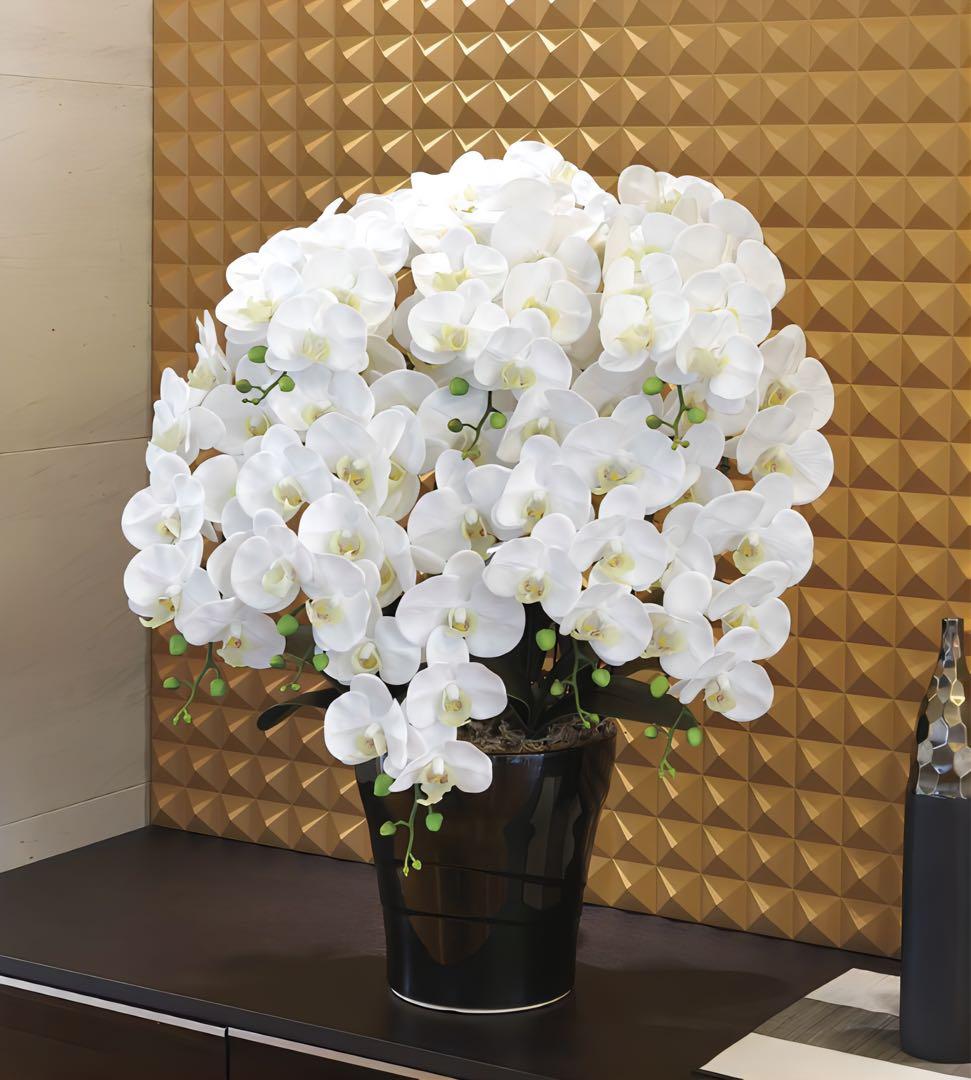 光触媒　人工観葉植物　フェイクグリーン　フレッシュ胡蝶蘭8本立Ｗ 高さ75cm