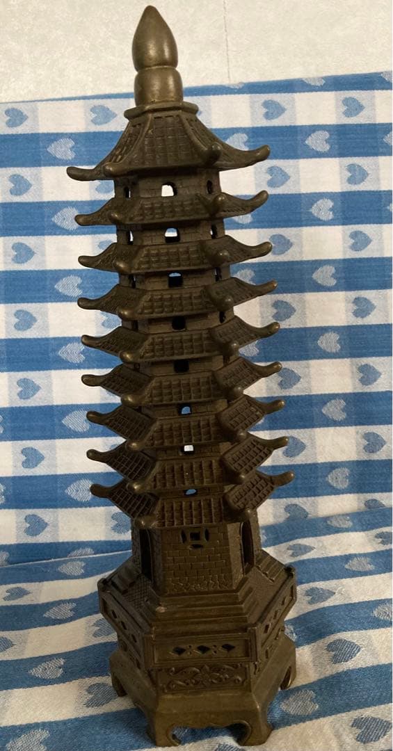 風水 縁起物 九層文昌塔 金属製 全高30cm.重量1200 g大迫力