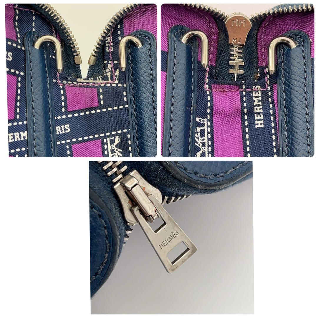 HERMES 手帳カバー アジェンダ シルクイン ネイビー ラウンドファスナー