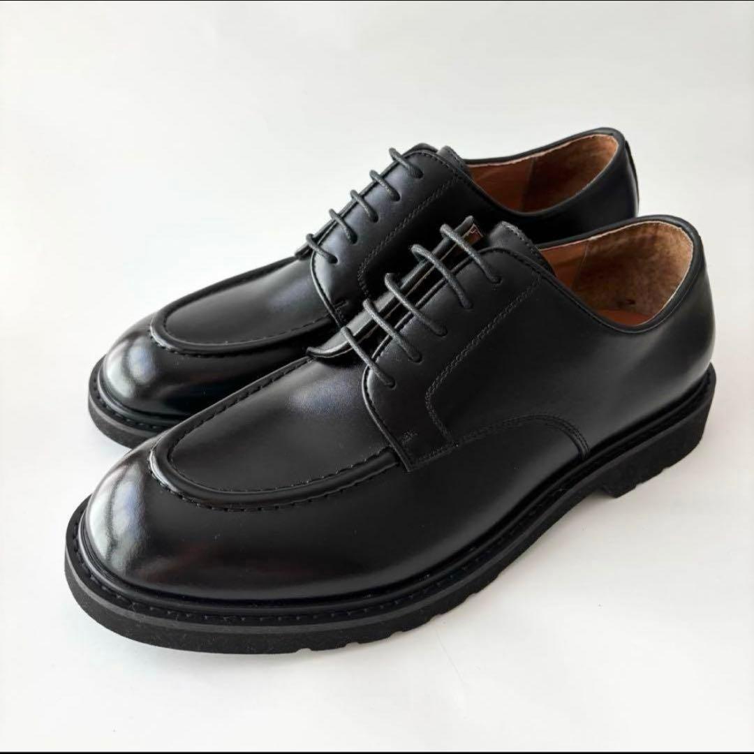 ✨極美品✨オックスフォード&ダービー プレーントゥUチップ 厚底レザービジネス黒