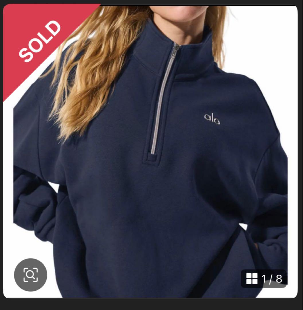 alo ネイビー ハーフジップ トレーナー美品