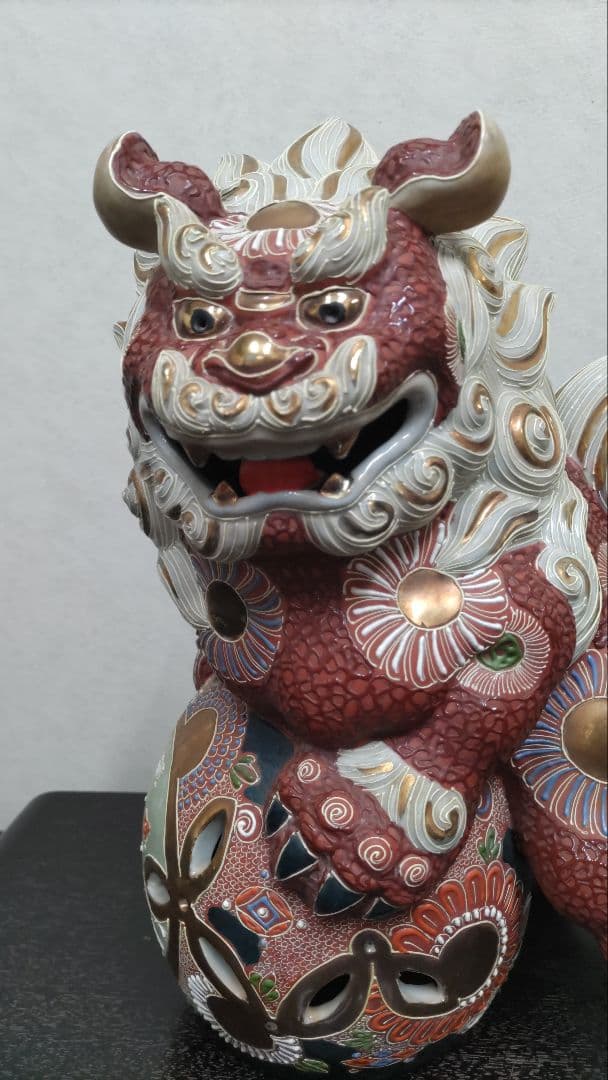 九谷焼　玉乗り獅子　狛犬　シーサー　工芸品