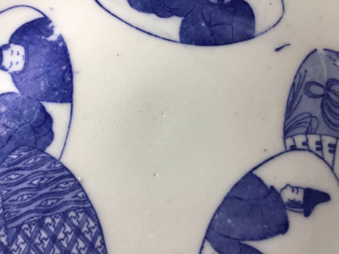 図変わり印判皿●イゲ皿●古伊万里 雛人形 蛤 貝合わせ 六歌仙