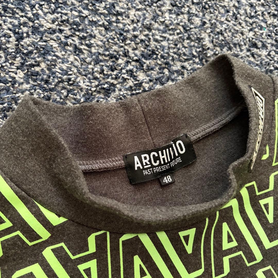 アルチビオ　総柄　モックネック　ハイネック　ゴルフウェア　グレー×グリーン　48