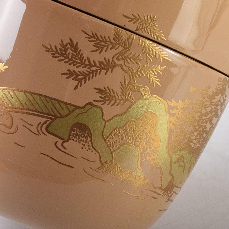 2216 中村宗哲作白漆　山水蒔絵　中棗　共布　鵬雲斎極め箱　MR8145