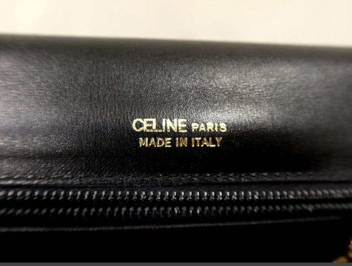 美品♥CELINEロゴ金具ブラック本革レザーショルダーバッグコメントから10%引