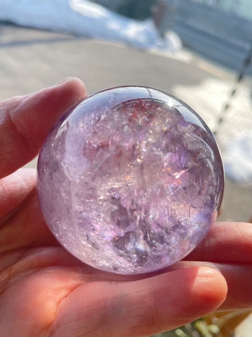 天然石　アメジストスフィア　ファントム　内包物入り