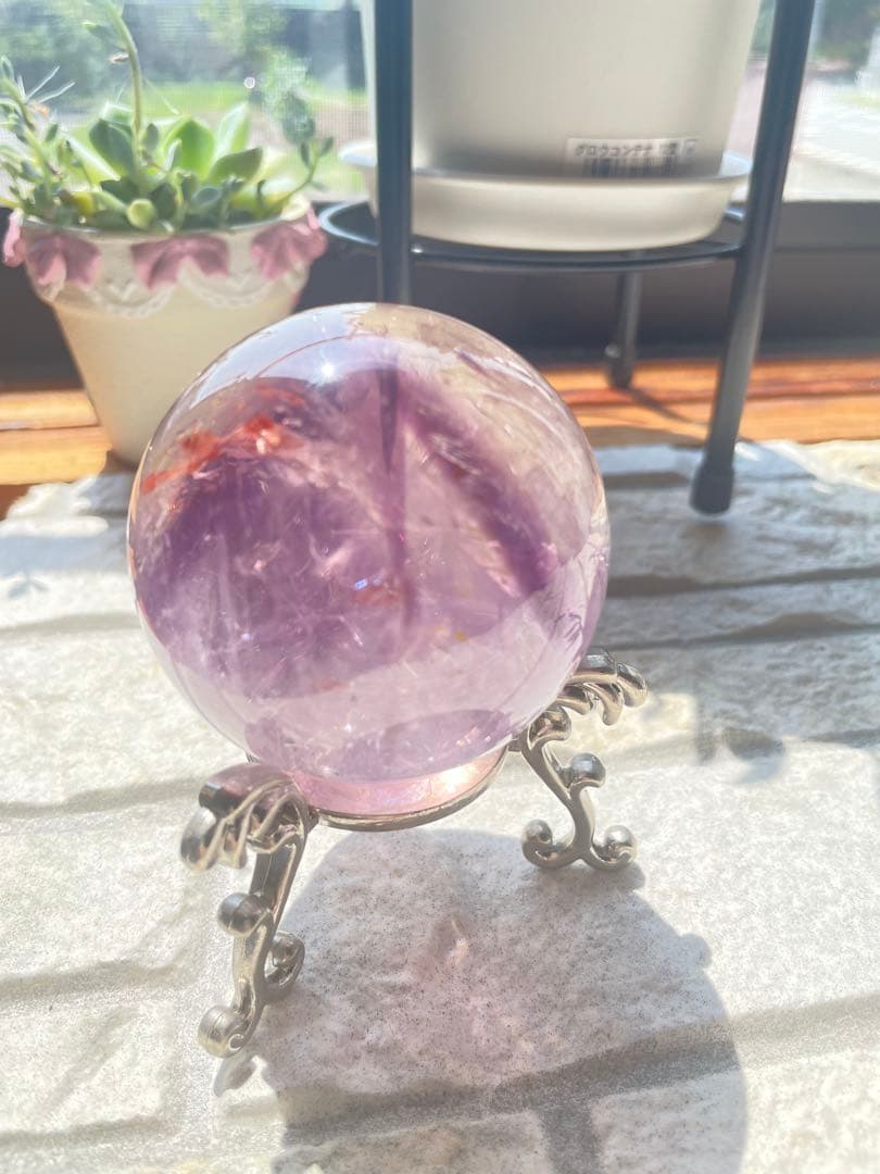天然石　アメジストスフィア　ファントム　内包物入り