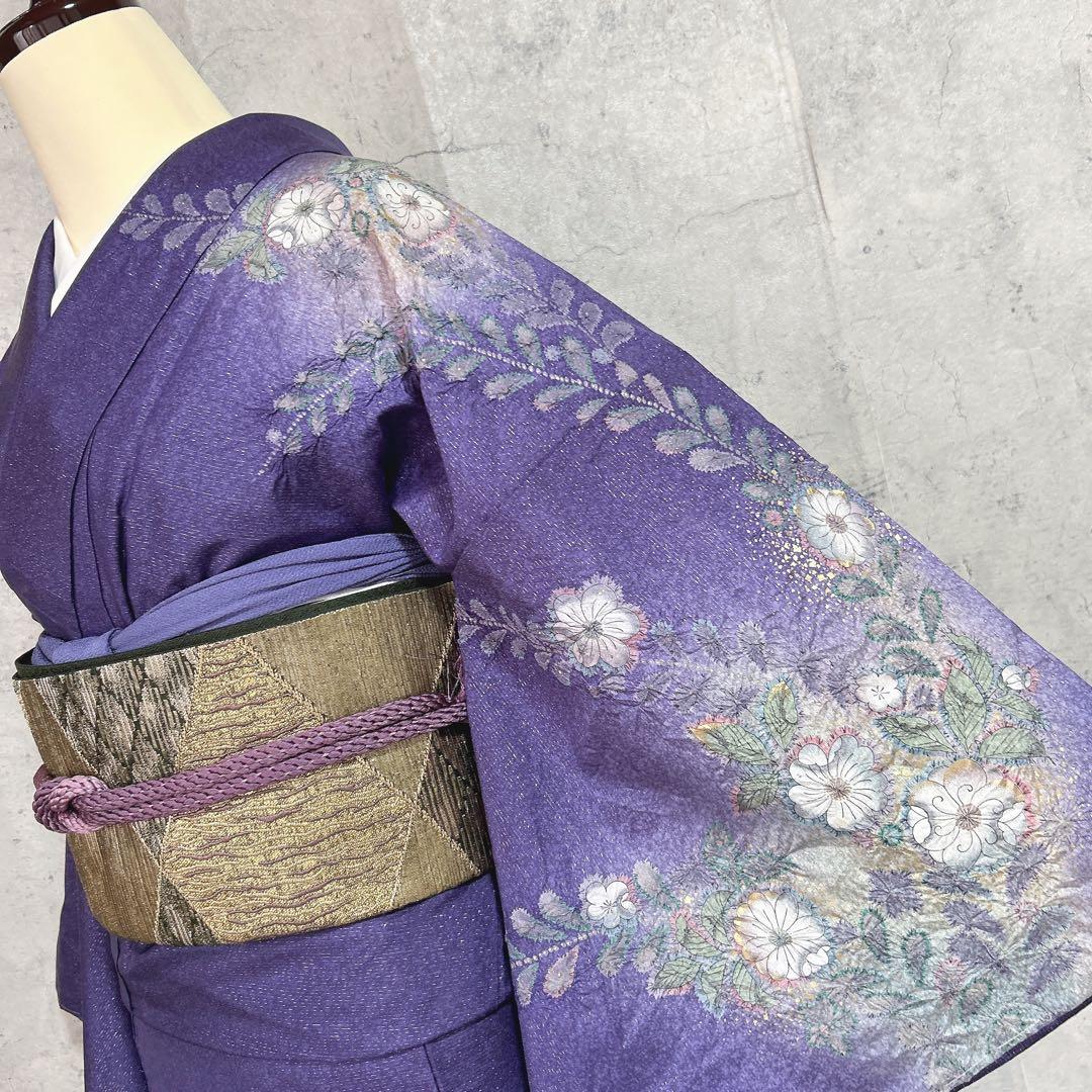 訪問着フルセット　大島紬　着物　正絹　究極のシャレ着　銀通し　辻ヶ花　未使用