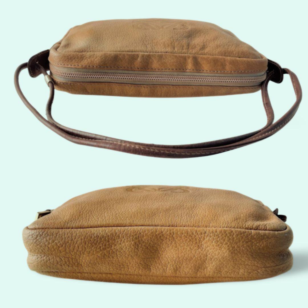 LOEWE ロエベ ミニ ショルダ―バッグ レザー アナグラム ブラウン 茶
