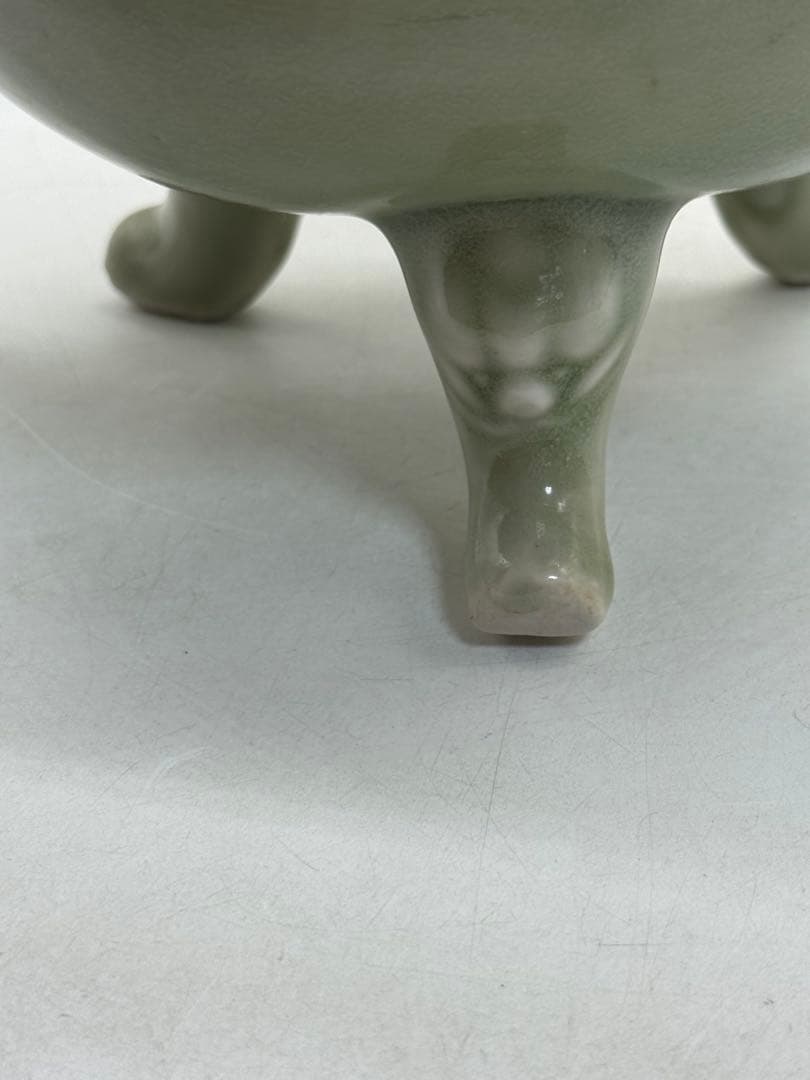 中国　青磁　龍耳香炉　送料込み250729