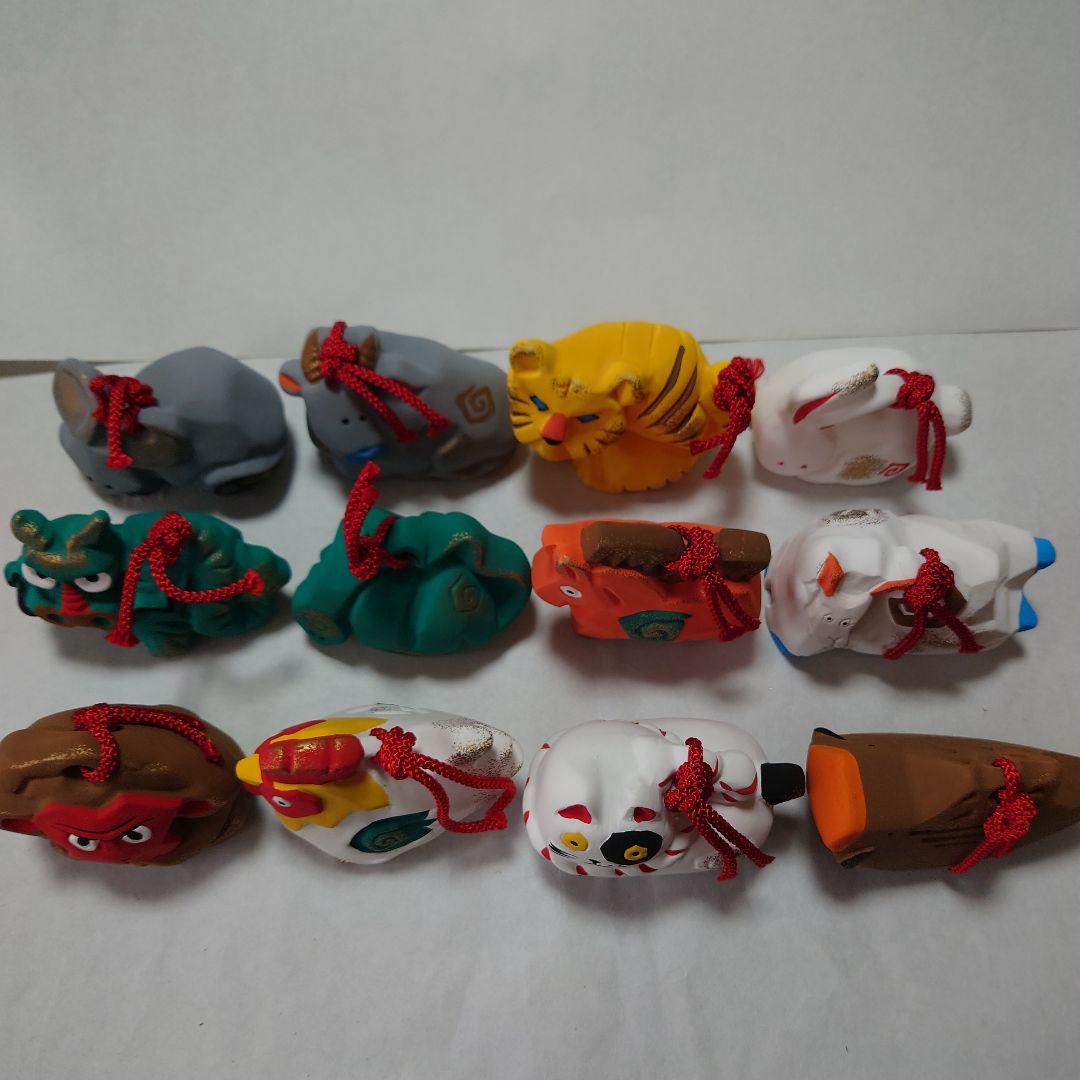 薬師窯　十二支　土鈴　干支　置物　12点セット　伝統工芸　郷土玩具