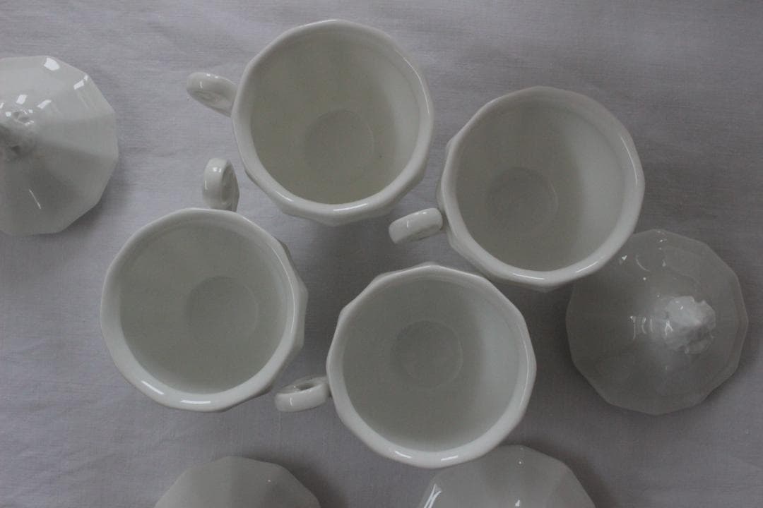 お花のクリームポット【ポ・ア・クレム】ポーセレン白磁器 /フランスアンティーク