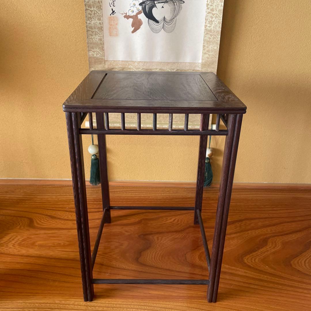 唐木懸崖1.1尺 盆栽台 黒檀 ビンテージ品 昭和レトロ 高卓(こうしょく)