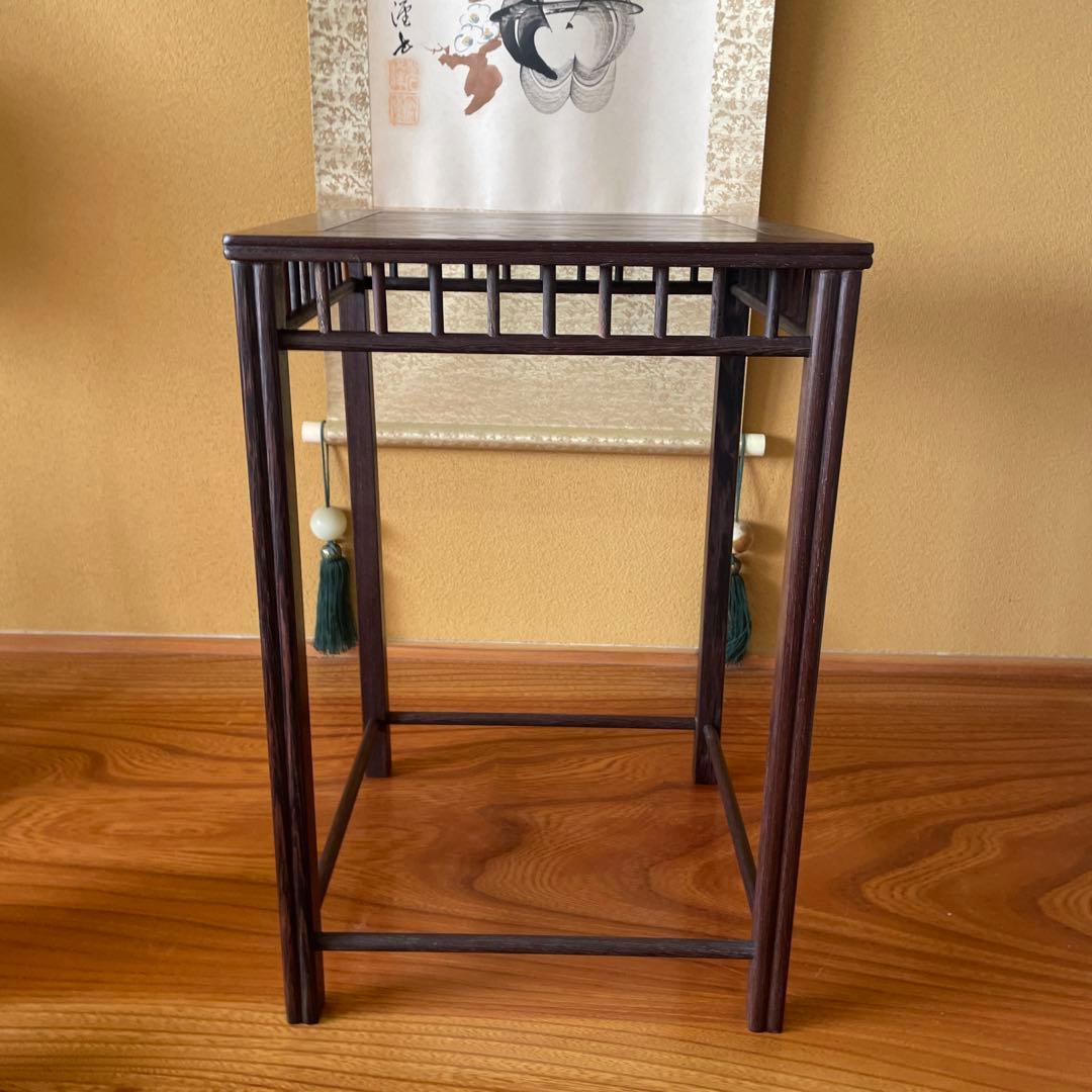 唐木懸崖1.1尺 盆栽台 黒檀 ビンテージ品 昭和レトロ 高卓(こうしょく)