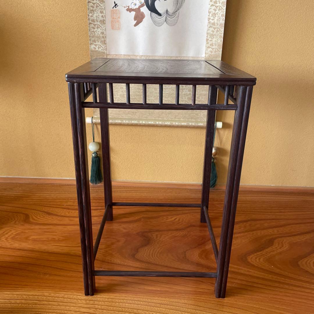 唐木懸崖1.1尺 盆栽台 黒檀 ビンテージ品 昭和レトロ 高卓(こうしょく)