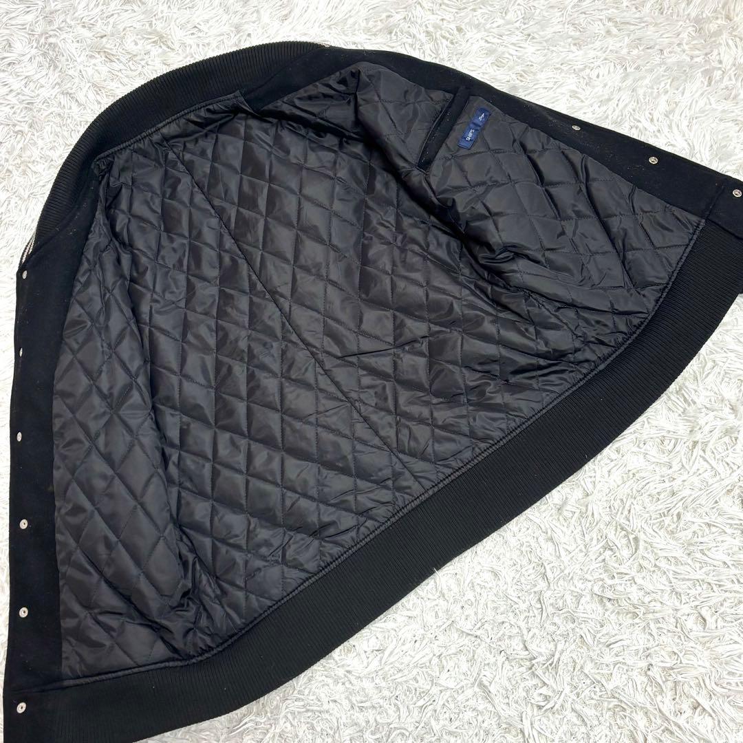 ✨美品✨SHIPS スタジャン ウール 牛革 レザー キルティング 黒ブラック