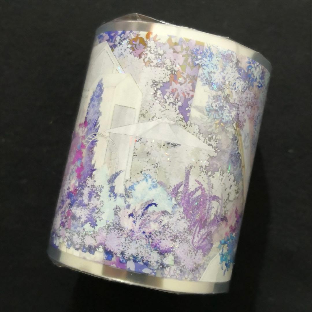 【8764】海外　マステ　3/5/巻売り　貝殻光マスキングテープ　造景　紫系