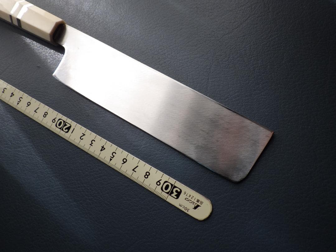 ゆ*う様 ㊧薄刃包丁★人工象牙カスタム銀巻三段柄/手研ぎ済み★左利き用