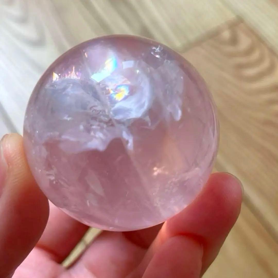 A*i様 ローズクォーツ　スフィア　4.1㎝　ジェムローズクォーツ　虹　透明感