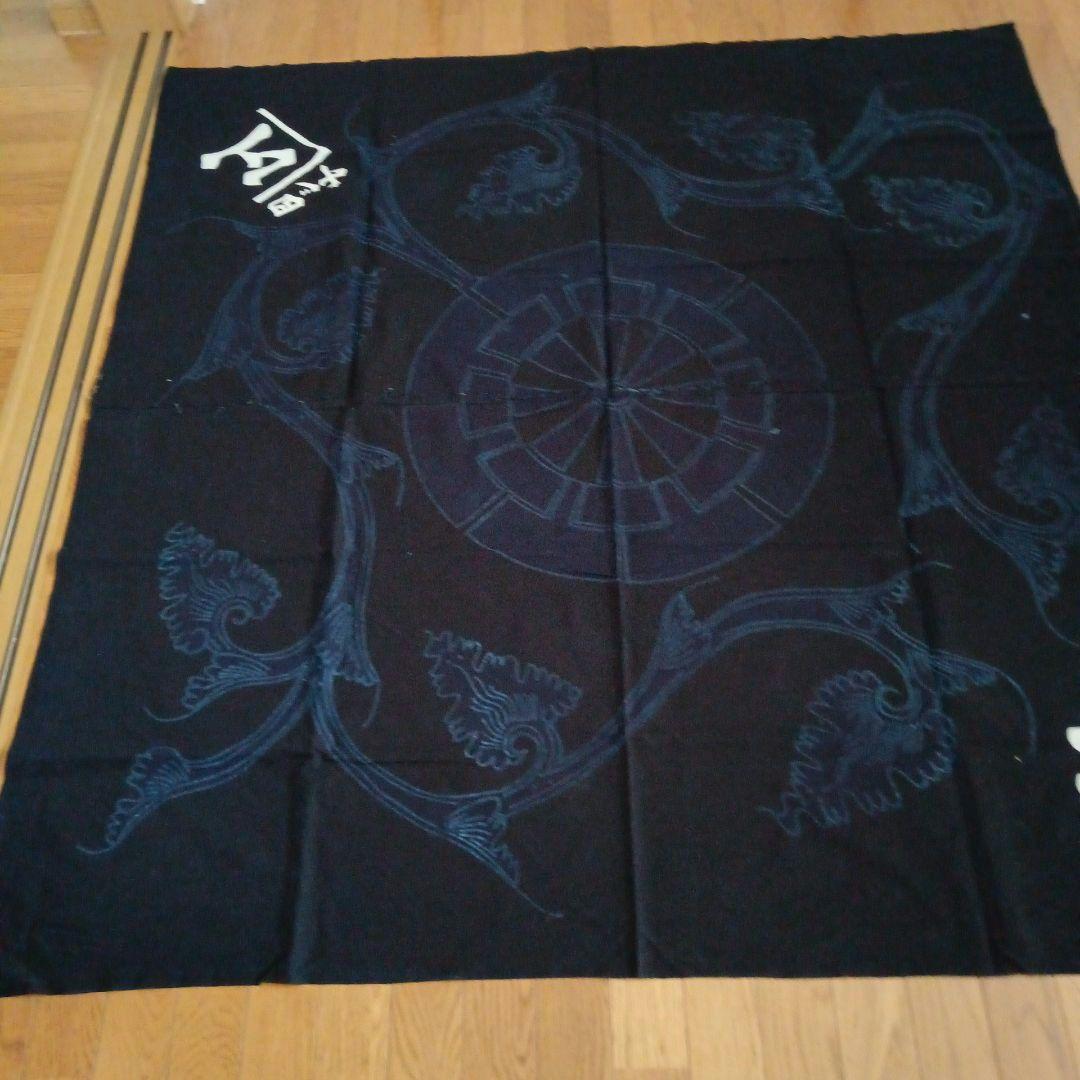 古布　筒描き　藍染　家紋源氏車 違い鷹の羽　渡辺星　３枚