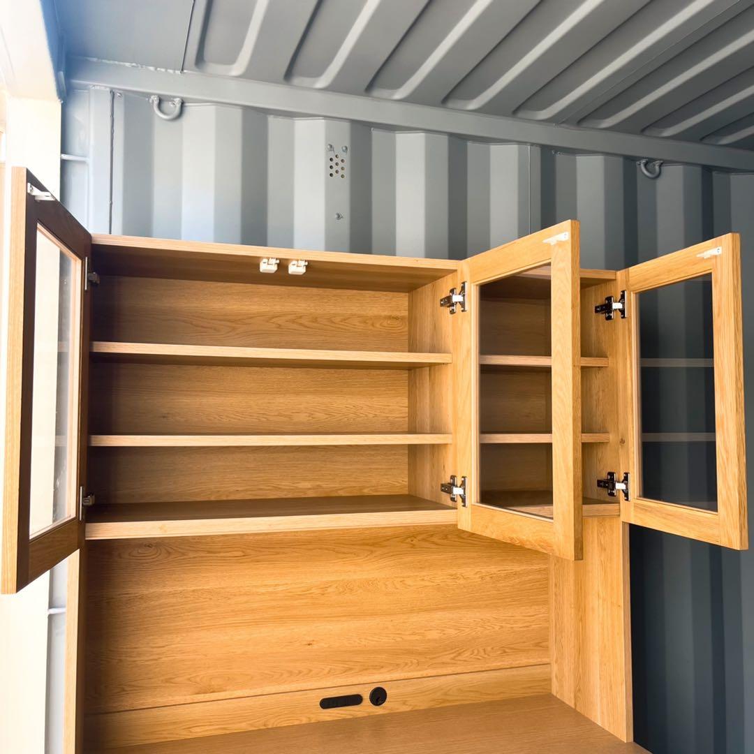 取付無料！末次家具工芸 FLEX120 北欧風ナチュラルキッチンボード 食器棚✨