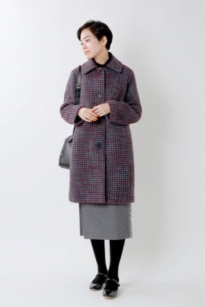 【タカミー】A.P.C アーペーセー ジャガードロングコート ツイード