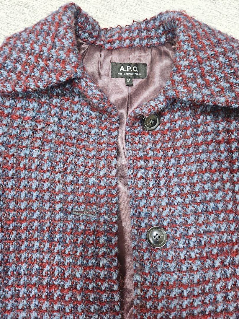 【タカミー】A.P.C アーペーセー ジャガードロングコート ツイード