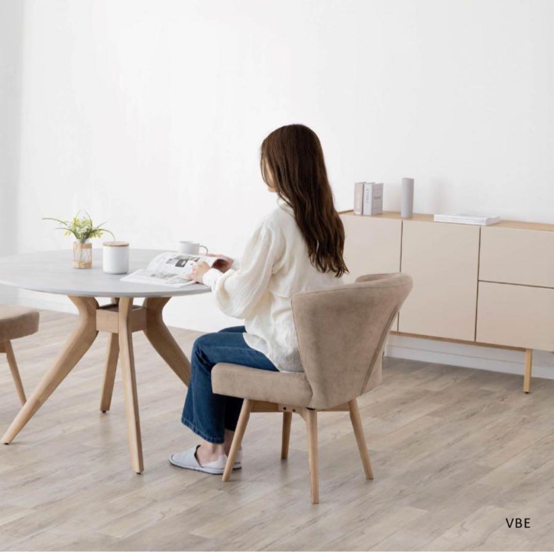 360°回転式ダイニングチェア1脚　レザー調ファブリックWH/VBE