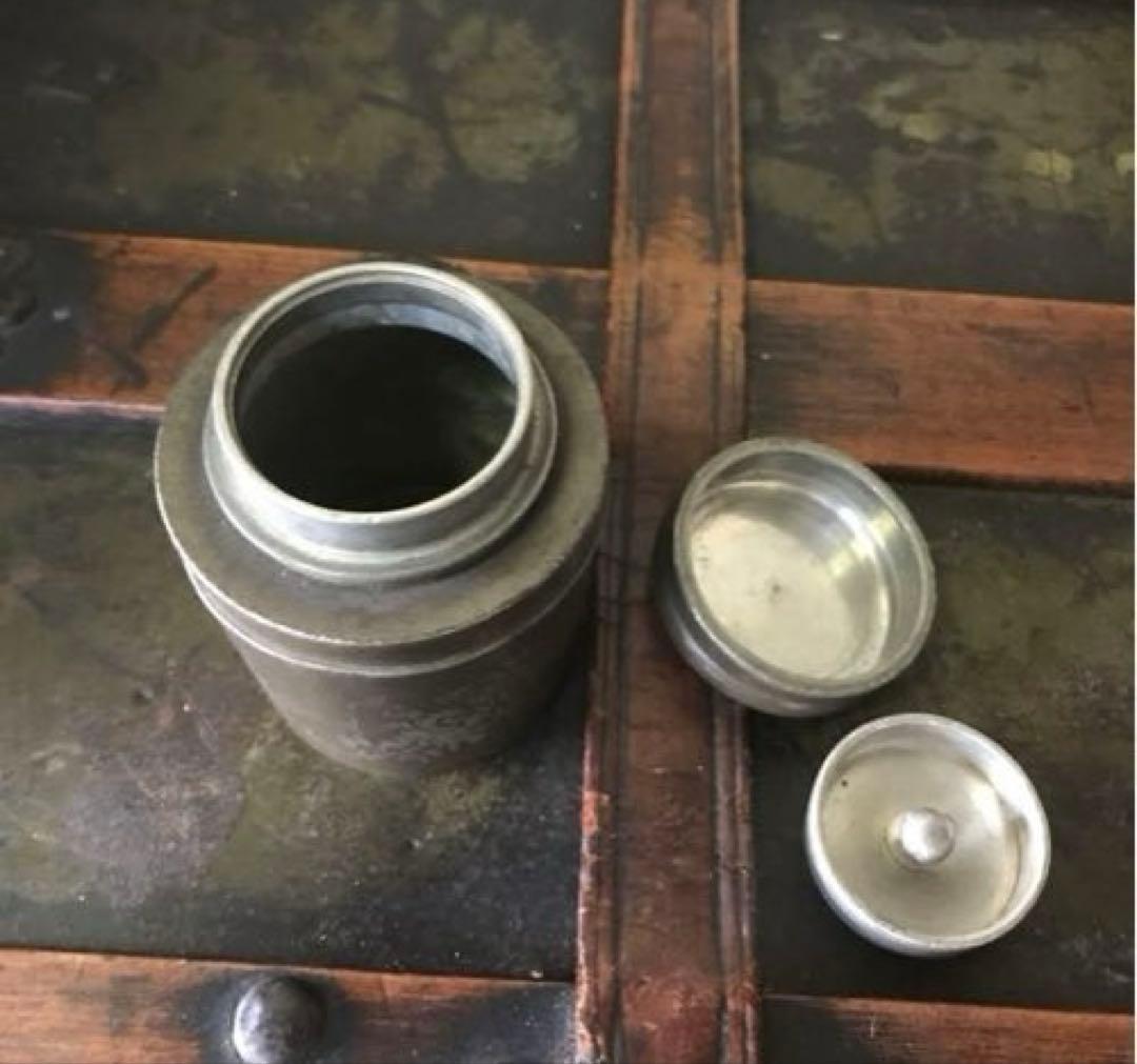 美品　茶道具　古錫　茶入　茶壷　茶心壺　煎茶道具　茶道　繊細な彫りが素敵な