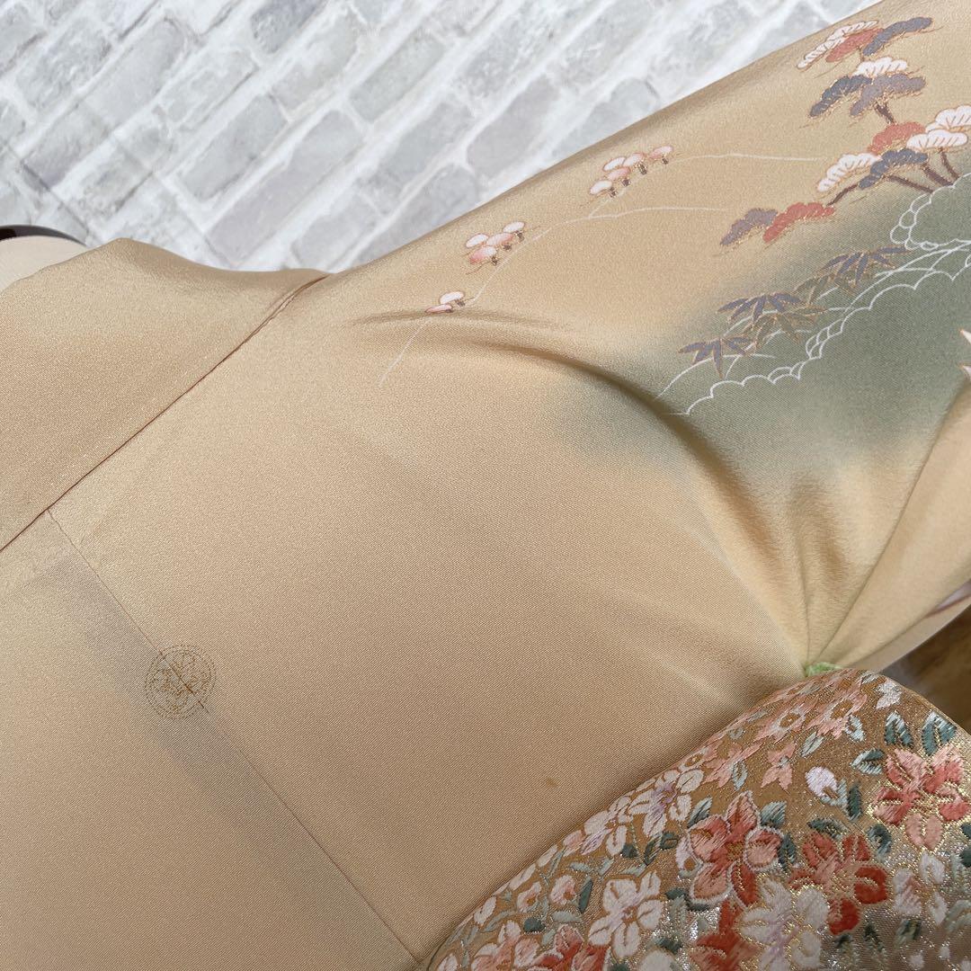 訪問着+長襦袢　フルセット　川のほとり　橋　金彩　金駒刺繍　入学式　卒業式　I3