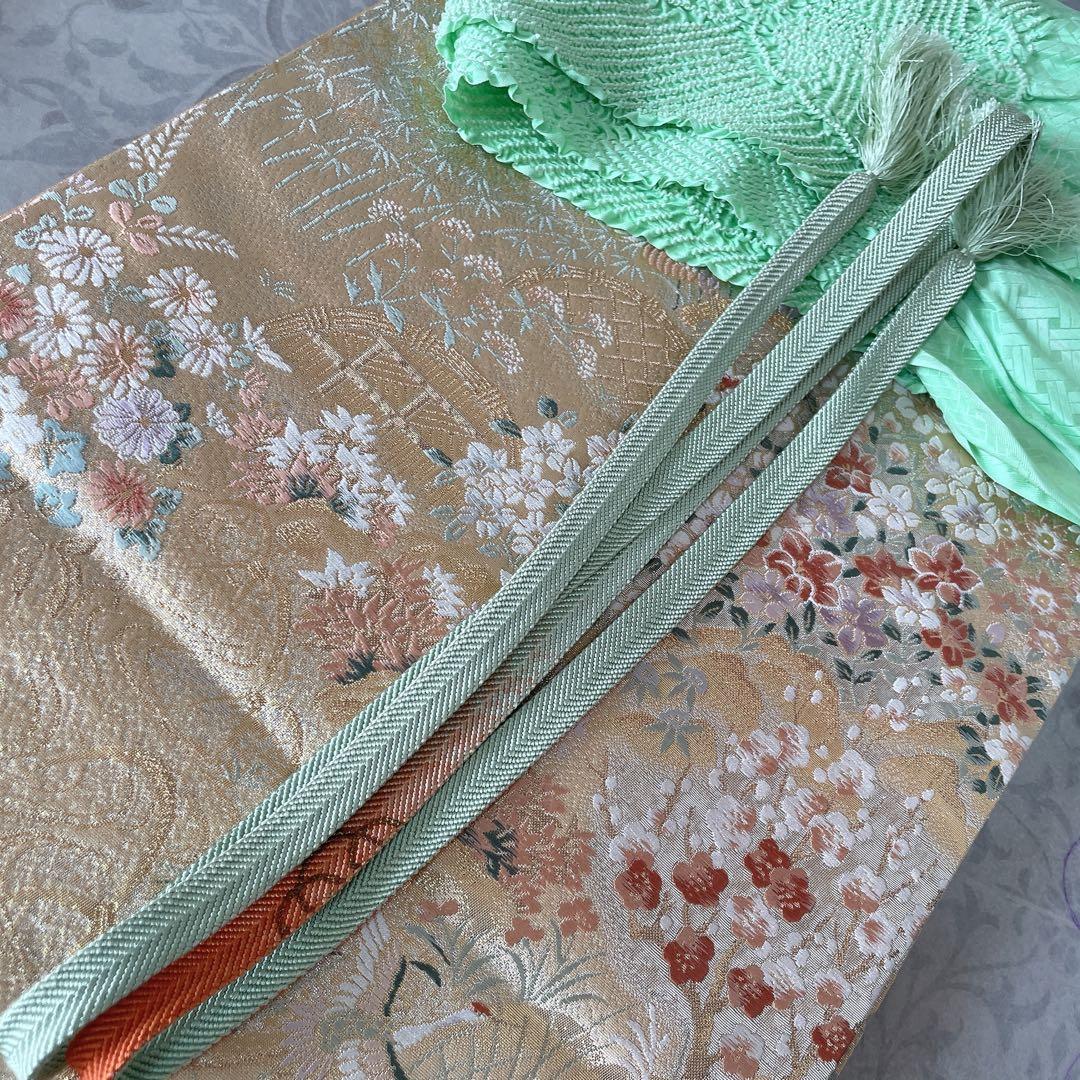 訪問着+長襦袢　フルセット　川のほとり　橋　金彩　金駒刺繍　入学式　卒業式　I3