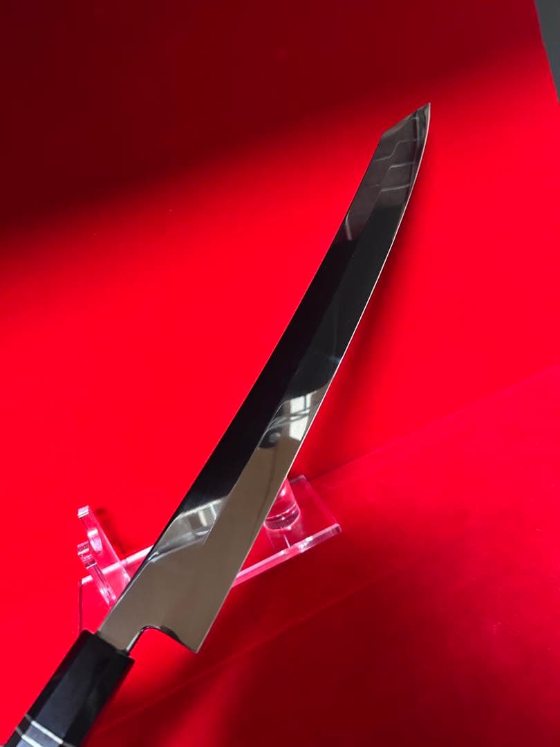 01567 包丁　剣型切付　尺三　鏡面仕上げ　切味抜群　箱付　未使用品