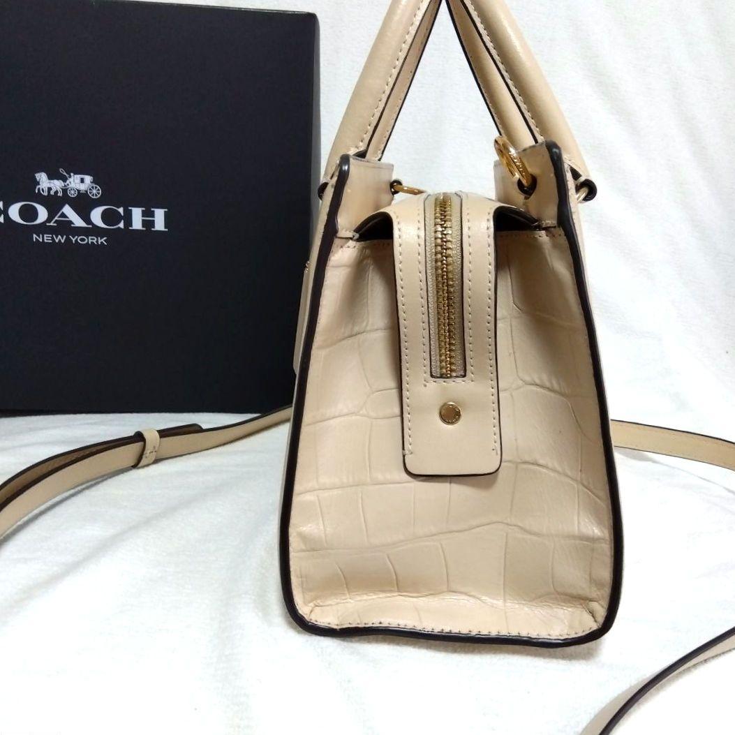 COACH グレース キャリーオール クロコ 型押し ショルダーバッグ レザー