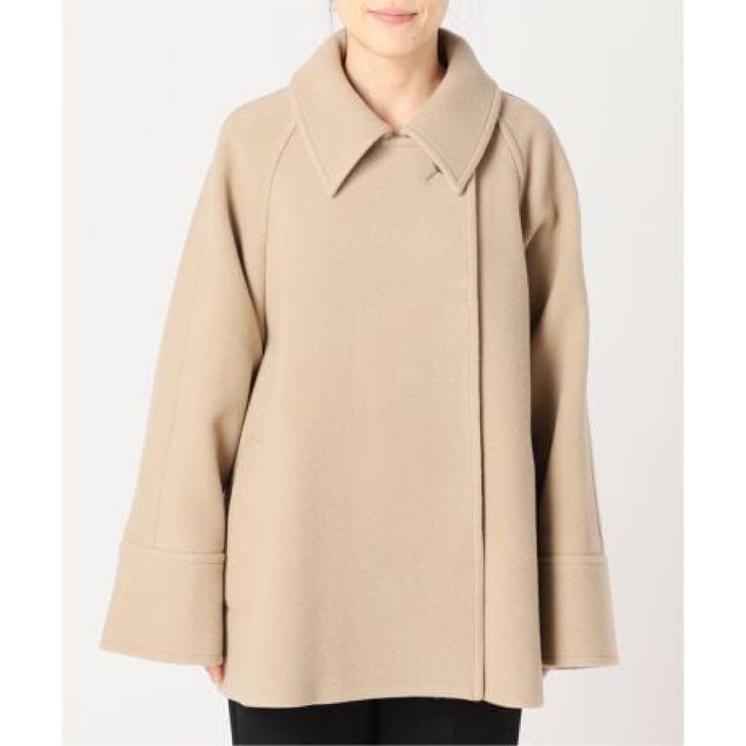 スピックアンドスパン W/Nyモッサステンカラーショートコート 38 ベージュ