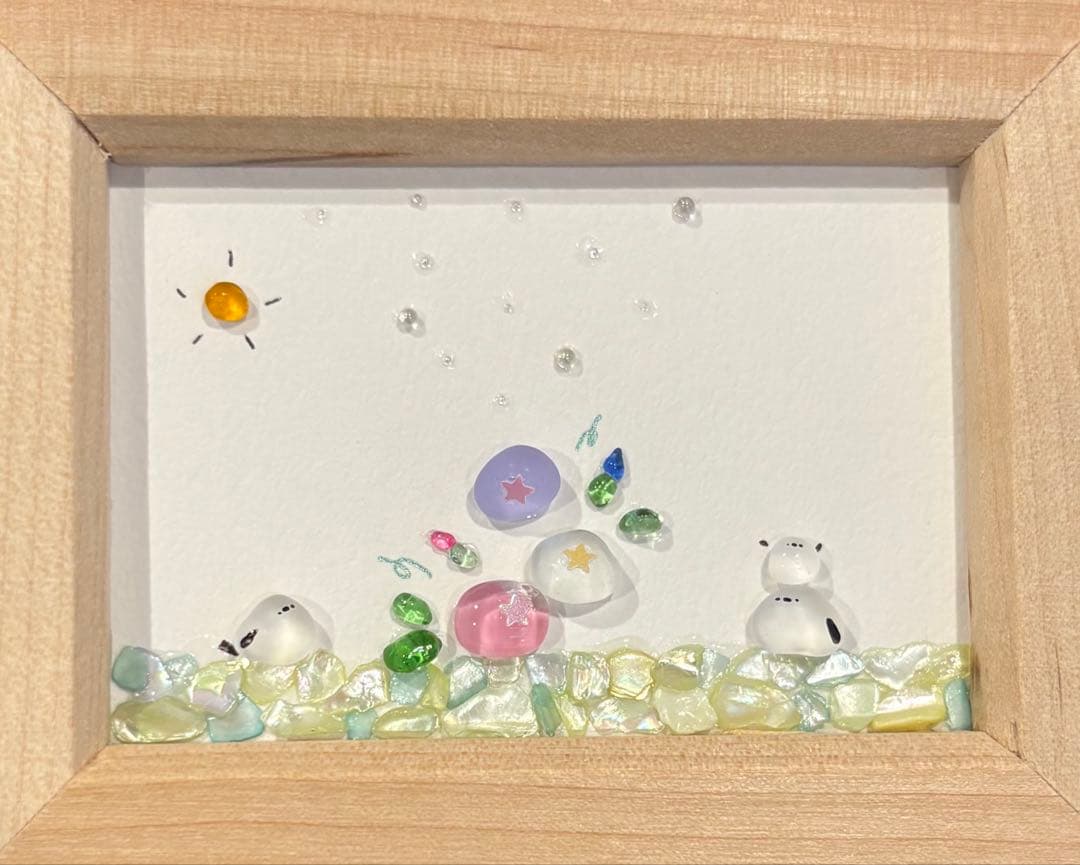 シマエナガ　おっとっと！　シーグラスアート