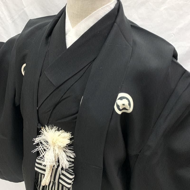 504ab41■七五三 五歳 男児 着物&羽織&袴&角帯 五つ紋■状態良好