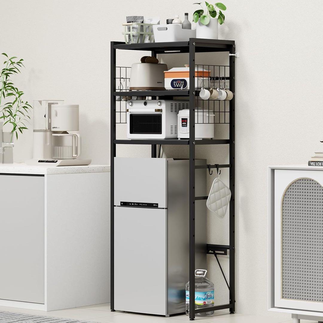 ゴミ箱上ラック 冷蔵庫上ラック 【幅50～80cm伸縮可・2口コンセント付き】