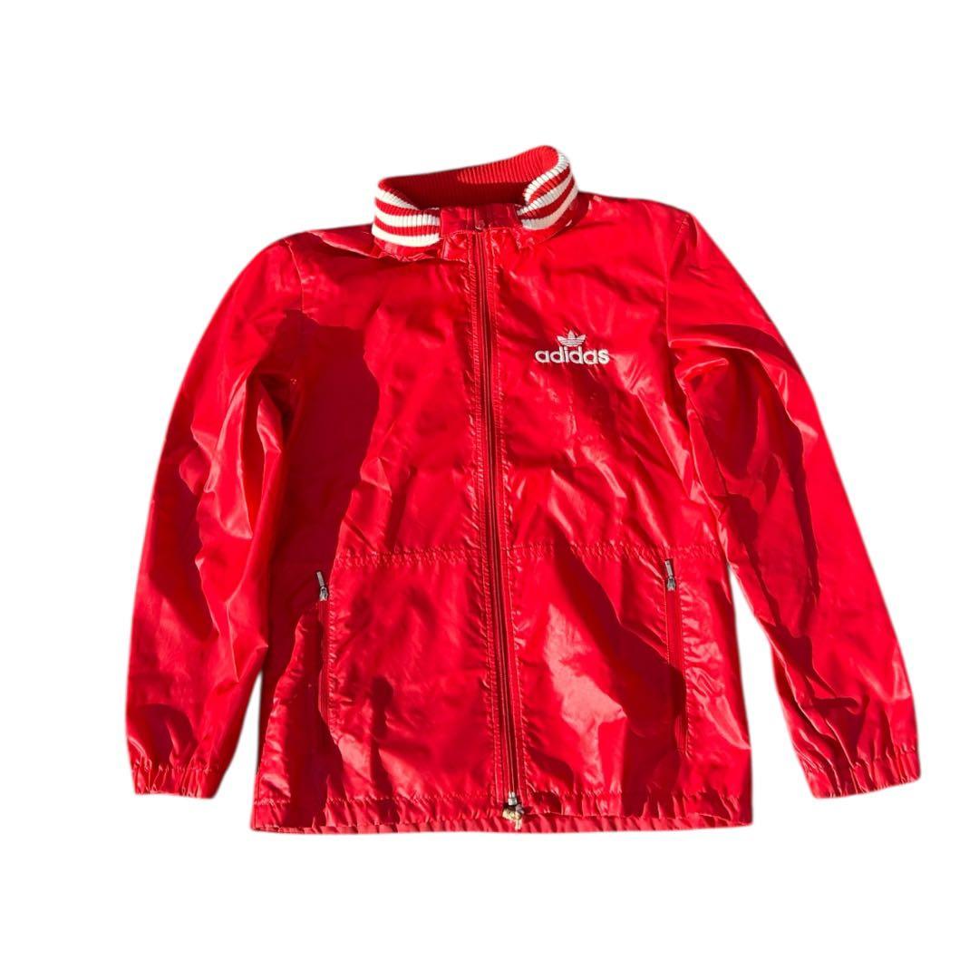 80s adidas デサント製 ナイロンジャケット 赤 M 日本製