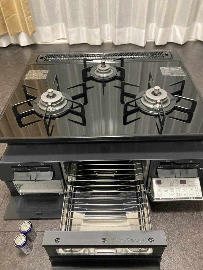 のん【未使用同様】ガラストップ　ビルトインガスコンロ