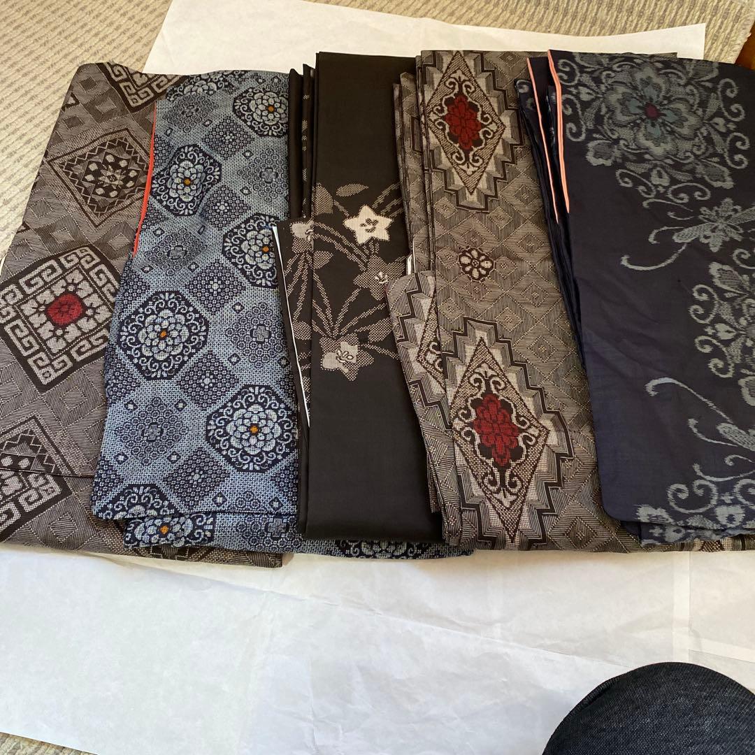 龍郷　アンティーク大島　地空き　大島紬　5枚まとめ売り