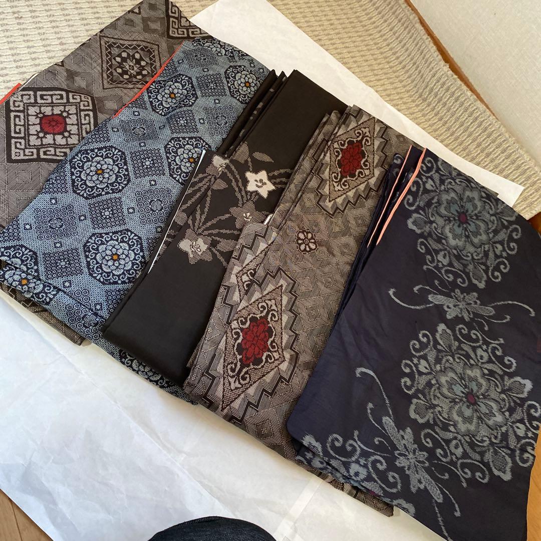 龍郷　アンティーク大島　地空き　大島紬　5枚まとめ売り