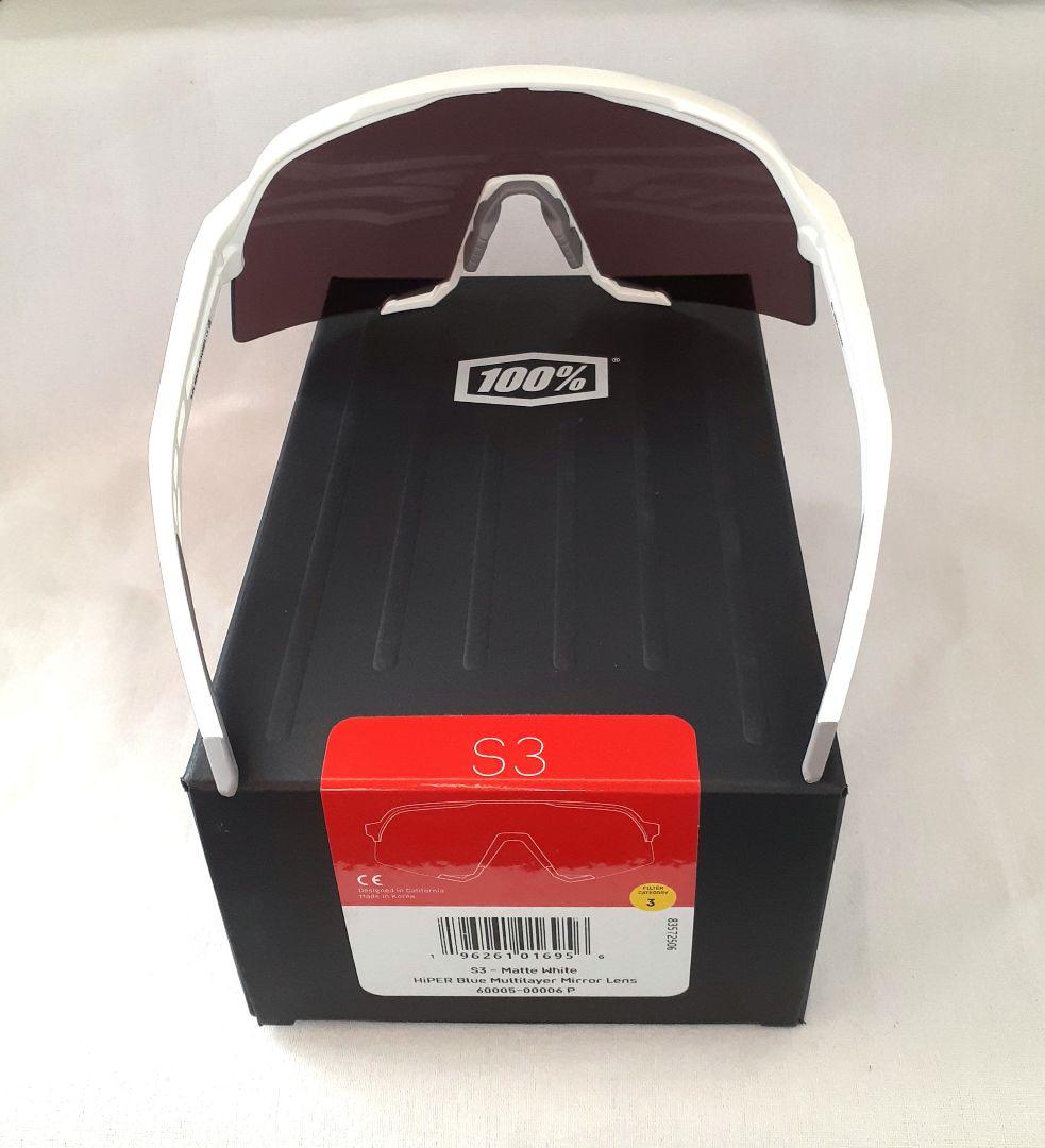 最新版 100% S3 マット ホワイト ブルー ワンハンドレッド サングラス