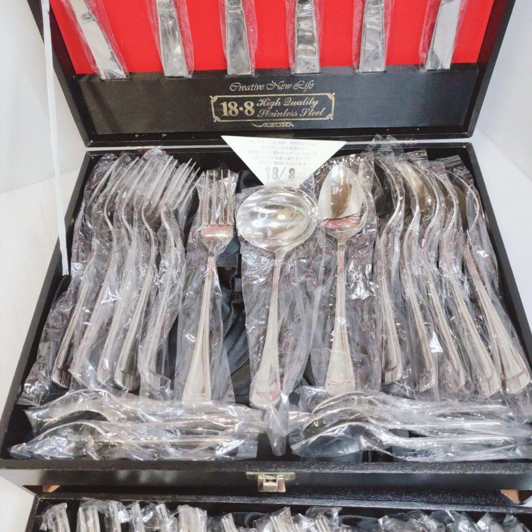 【未使用品】AZUMA 18-8 ステンレスカトラリーセット 50本